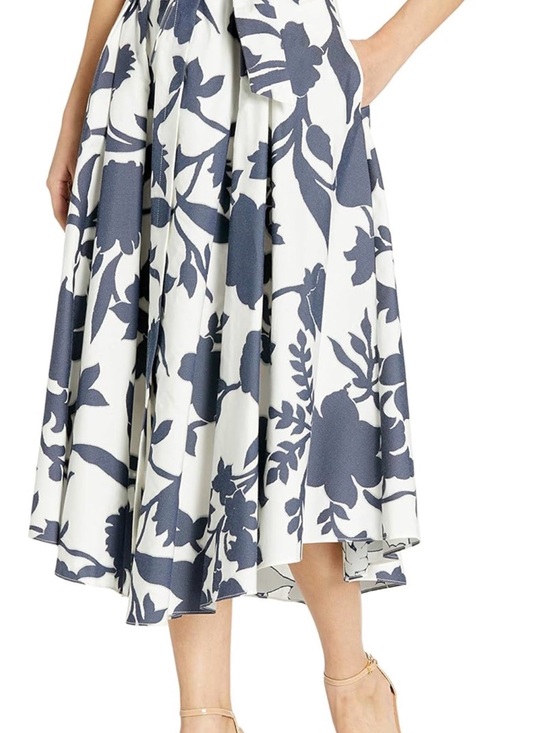 Milly Dresses & Skirts - Milly Navy White Floral Cotton Midi Circle Skirt Tie Waist Pockets 6